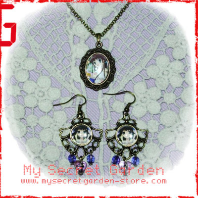 Fruits Basket フルーツバスケット Honda Tohru anime Cabochon Bronze Necklace & Earrings Set